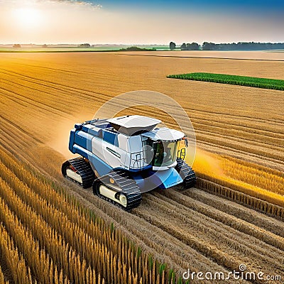 Robotic vehicles and advanced technology reshape the agricultural elevating smart farming practices Cartoon Illustration
