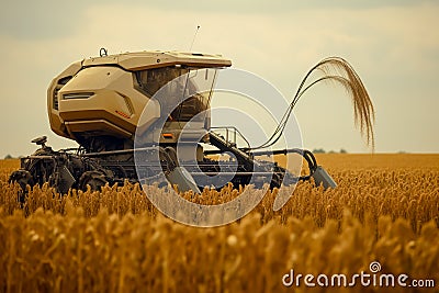 Robotic wheat harvesting. Mechanisms of the future Stock Photo