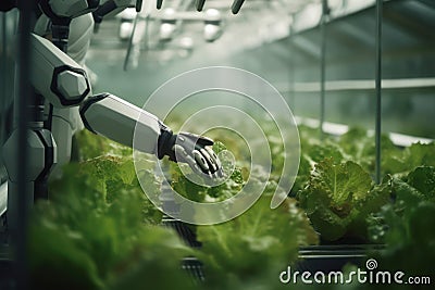 The robotic working the garden smart farming with Ai Generated Stock Photo