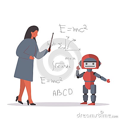 Roboticist concept. Machine learning, robotic engineering and constructing Vector Illustration