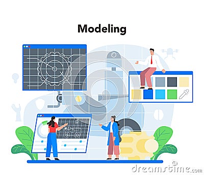 Roboticist concept. Robotic engineering and constructing. Idea of artificial Vector Illustration