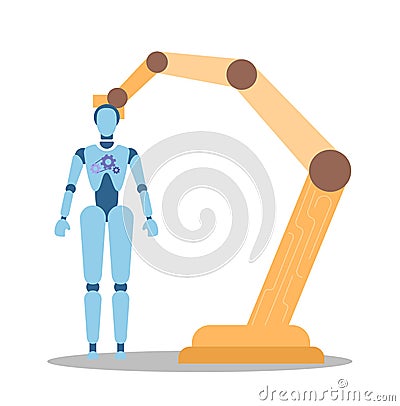 Roboticist concept. Robotic engineering and constructing. Idea of artificial Vector Illustration