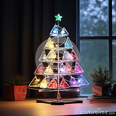 robotics arduino soldering kit modern christmas tree with lights , generated by AI Stock Photo