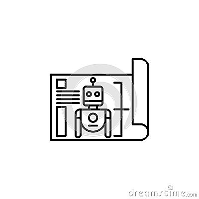 Robotics blueprint outline icon. Signs and symbols can be used for web, logo, mobile app, UI, UX Vector Illustration