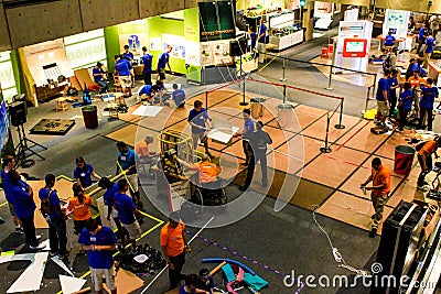 Robotics Competition inside Boston Museum of Science. Editorial Stock Photo