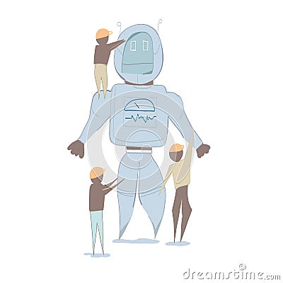 Robotics concept software programming Vector Illustration