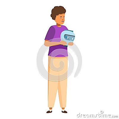 Robotics engineer holding robot head artificial intelligence concept Stock Photo
