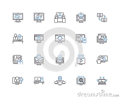 Robotics Engineering line icons collection. Automation, Mechanics, Mechatronics, Sensors, Actuators, Control Vector Illustration