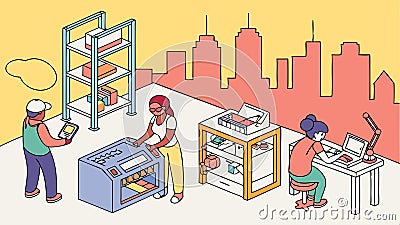 Robotics factory assembly line, automated production and industry 4.0 vector design Generative AI Vector Illustration