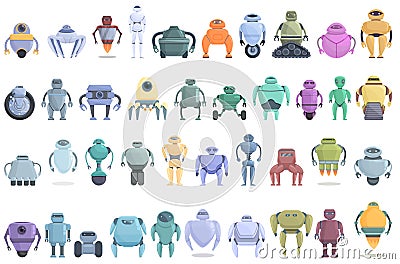 Robotics icons set cartoon vector. Smart tech Vector Illustration