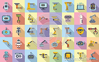 Robotics icons set flat vector. Smart tech Vector Illustration