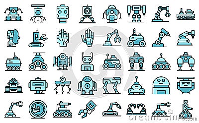 Robotics icons set vector flat Vector Illustration