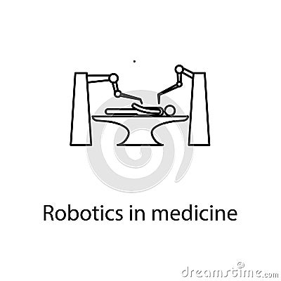 robotics in medicine icon. Element of medicine icon with name for mobile concept and web apps. Thin line robotics in medicine icon Stock Photo