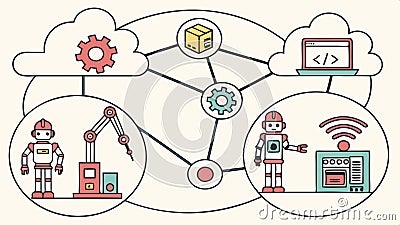 Robotics network robot gear icons tech automation vector design Generative AI Vector Illustration