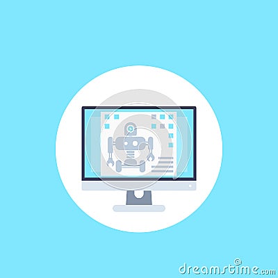 Robotics, robot programming vector icon Vector Illustration