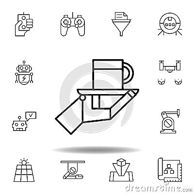 Robotics robot waiter cup outline icon. set of robotics illustration icons. signs, symbols can be used for web, logo, mobile app, Cartoon Illustration