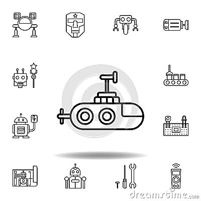 Robotics submarine outline icon. set of robotics illustration icons. signs, symbols can be used for web, logo, mobile app, UI, UX Cartoon Illustration