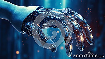 Robotics technologies, wires inside the robotic arm. Generative AI Cartoon Illustration
