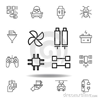 Robotics tools utensils outline icon. set of robotics illustration icons. signs, symbols can be used for web, logo, mobile app, UI Cartoon Illustration