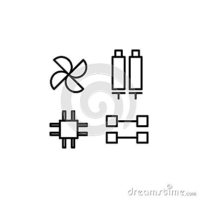 Robotics tools utensils outline icon. Signs and symbols can be used for web, logo, mobile app, UI, UX Vector Illustration
