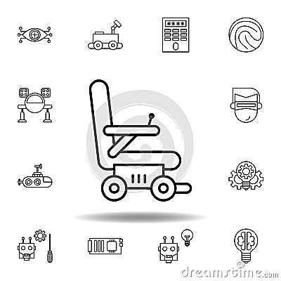 Robotics wheelchair outline icon. set of robotics illustration icons. signs, symbols can be used for web, logo, mobile app, UI, UX Cartoon Illustration