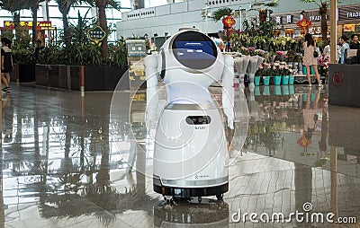 Robots in the airport terminal Editorial Stock Photo