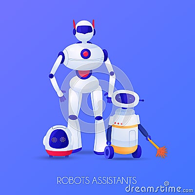 Robots Assistants Illustration Vector Illustration