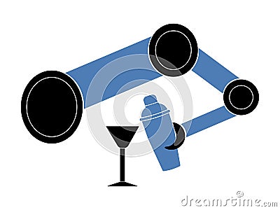 Robots bartenders, Stylized robotic arm and cocktail shaker, suitable for logo or branding design Vector Illustration