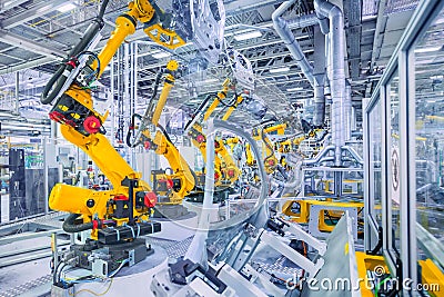 Robots in a car plant Stock Photo