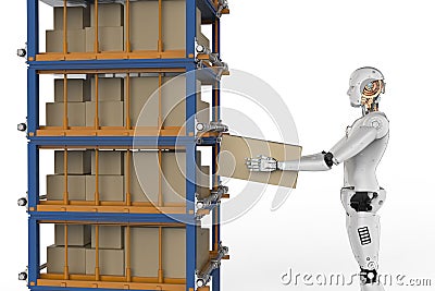 Robots carry boxes Stock Photo