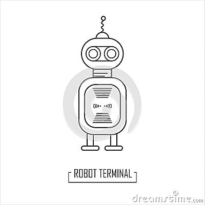 Robots of the future. Vector illustration of a robot terminal Cartoon Illustration