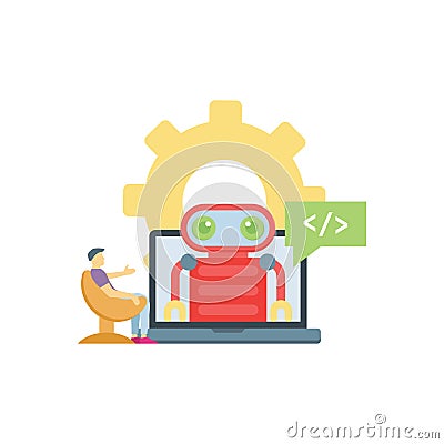 Robots have coding problems Vector Illustration
