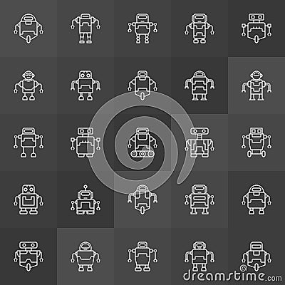 Robots icons collection. Vector outline robot signs Vector Illustration