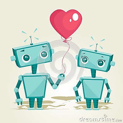 Robots in love Vector Illustration