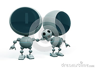 Robots love football Stock Photo