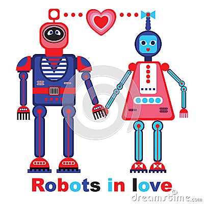 Robots in love vector illustration Vector Illustration