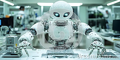 Robots are machines that humans have created to perform tasks that we program them to do. They are designed to come in variety of Stock Photo