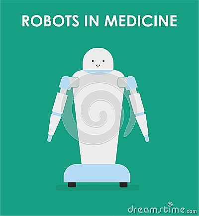 Robots in medicine. Robot nurse. Vector Illustration