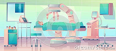 Robots in medicine, surgery, operation, Vector Illustration