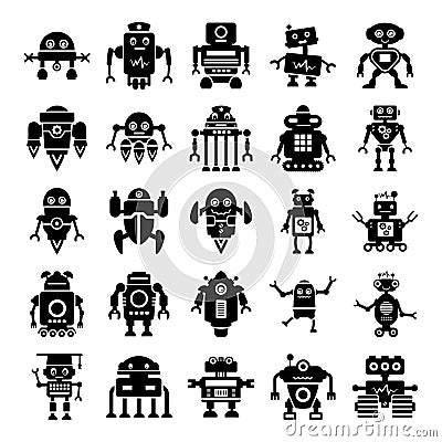 Robots and Superintelligence in Trendy solid Icons Pack Vector Illustration