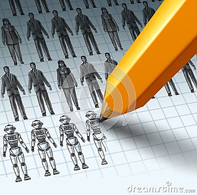 Robots Replacing Employees Stock Photo