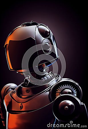 Robots. Soldier Robot hyper realistic. Conceptual project 2025. Futuristic interpretation. Illustration for advertising, cartoons Stock Photo