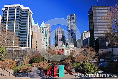 Vancouver, Downtown Robson Square on Sunny Winter Day, British Columbia, Canada Editorial Stock Photo