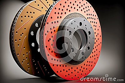 robust brake discs with red pad for brake repair Stock Photo