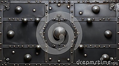 Robust steel plate adorned with rivets for industrial durability. Ai Generated Stock Photo