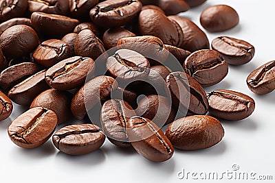Robusta Coffee Beans on white background Stock Photo