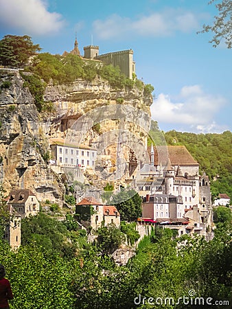 Rocamadour village perched on a cliff, France Stock Photo