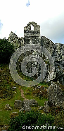 Roche Rock is a ruined chapel, Cornwall & x28;dedicated to St Michael& x29; Stock Photo