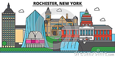 Rochester, New York. City skyline architecture Vector Illustration