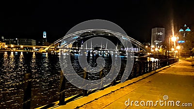 Rochester ny downtown night clam genesee river Stock Photo